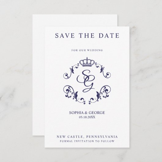 クラウンと縁どイニシャル付きブルー装飾品 (正面/裏面)