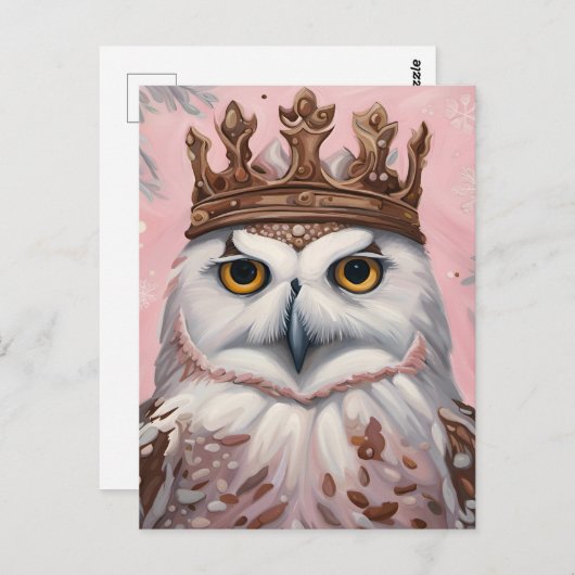 クラウンのピンク・フクロウ ポストカード (正面/裏面)