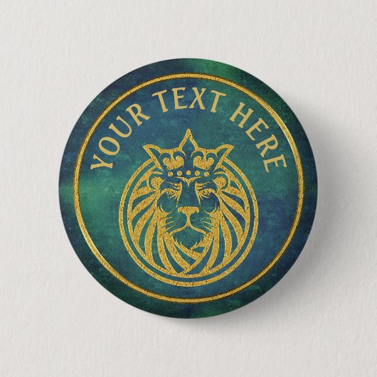 クラウンのライオン - ゴールド スタイル 4 缶バッジ (正面)