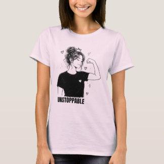 クラウンをかぶった強い女子の線画 Tシャツ