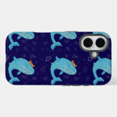 クラウンを被ったキング・ホエール | 幻想的な海洋フォークアート Case-Mate iPhoneケース (裏面 (横))