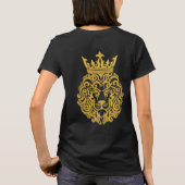 クラウンを被ったゴールデンライオン - 華麗な刺繍風デザイン Tシャツ (裏面)