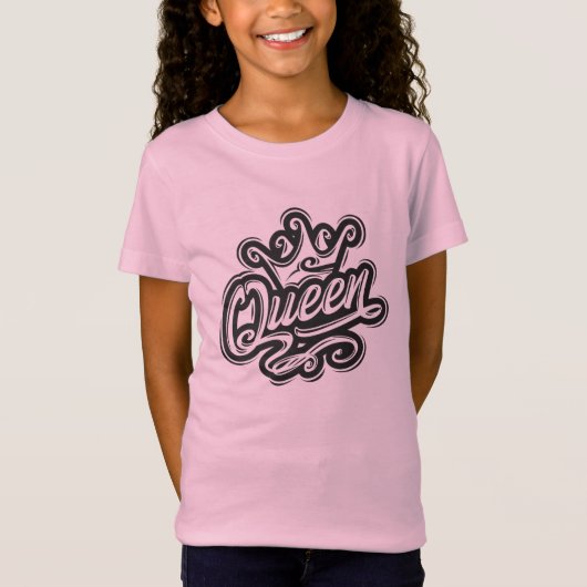クラウンを被った女王,タイポグラフィデザイン Tシャツ (正面)