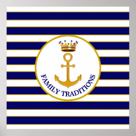 クラウンアンドゴールデンいかりオンブルー&ホワイト ポスター