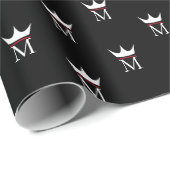 クラウンエレガントモノグラム白黒レッドパターン ラッピングペーパー (ロールコーナー)