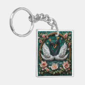 クラウンエレガント付き白鳥2羽 キーホルダー (正面左)