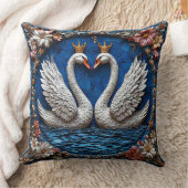 クラウンエレガント付き白鳥2羽 クッション (ブランケット)