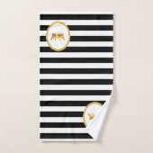 クラウンオンブラック&ホワイトストライプの バスタオルセット (ハンドタオル)