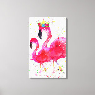 クラウンキャンバス付きかわいいピンクのフラミンゴ16"x26" キャンバスプリント