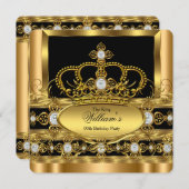 クラウンキングプリンスクイーン王室の金ゴールドダイヤモンドパーティー 招待状 (正面/裏面)