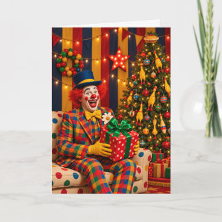 クラウンクリスマスとゴム製ニワトリツリーカード カード