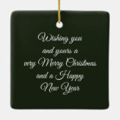 クラウンクリスマスフクロウとホリデーグリーン セラミックオーナメント (裏面)