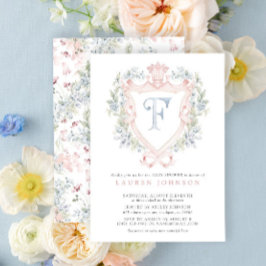 クラウンクレストモノグラムピンクブルーベビーシャワー 招待状