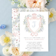 クラウンクレストモノグラムピンクブルーベビーシャワー