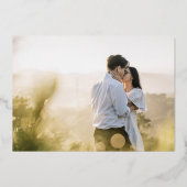 クラウンクレスト黒金ゴールド写真結婚式の日付を保存 箔招待状 (裏面)