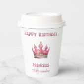 クラウングリッターピンクフェアヤテールプリンセス誕生日 紙コップ (正面)