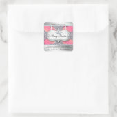 クラウンサロングリッターシルバーピンクスクエアステッカー スクエアシール (バッグ)