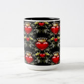 クラウンジュエルハートパターンコーヒーマグ ツートーンマグカップ (中央)