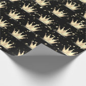 クラウンズグリッターブラックスパークリー金ゴールドシャンパイニュ ラッピングペーパー (角)