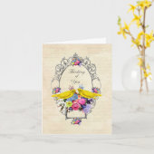 クラウンズ付カナリア鳥 カード (黄色い花)