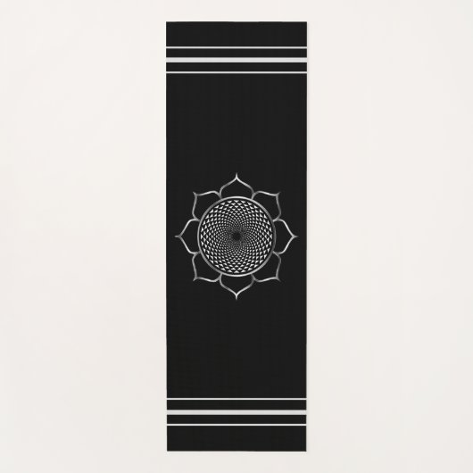 クラウンチャクラマンダラ&ロータスオンブラック ヨガマット (正面)