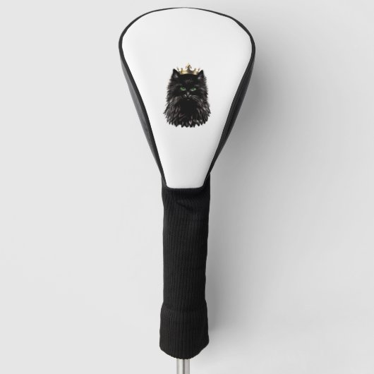 クラウンデジタルアートが伝わる黒猫 ゴルフヘッドカバー (正面)