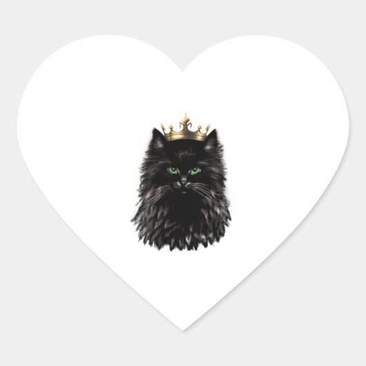クラウンデジタルアートが伝わる黒猫 ハートシール (正面)