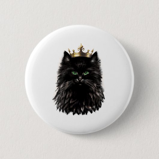 クラウンデジタルアートが伝わる黒猫 缶バッジ (正面)