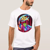 クラウンデッド・カオス – カラフルな抽象的な顔 Tシャツ (正面)
