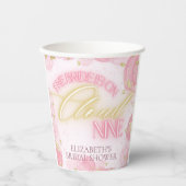 クラウンナイン 9 グロー ピンク ゴールド グリッター ブライダルシャワー 紙コップ (正面)