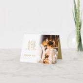 クラウンハートモノグラム金ゴールド結婚ホワイトの写真 サンキューカード (正面)