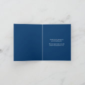クラウンハートモノグラム 青 白 結婚式の写真 サンキューカード (内部)