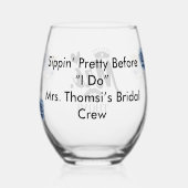 クラウンハートリップス フローラル ブルー ロマンティック ステムなしワイングラス (裏面)