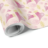 クラウンハート赤面及び金ゴールド水彩模様 ラッピングペーパー (ロールコーナー)