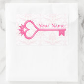 クラウンハート鍵 長方形シール (バッグ)