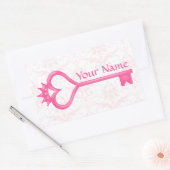 クラウンハート鍵 長方形シール (封筒)