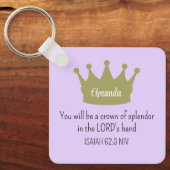 クラウンバイブル聖句キリスト教信仰ライトパープル キーホルダー (正面)