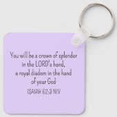 クラウンバイブル聖句キリスト教信仰ライトパープル キーホルダー (裏面)