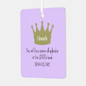 クラウンバイブル聖句キリスト教信仰ライトパープル メタルオーナメント (正面左)