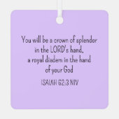 クラウンバイブル聖句キリスト教信仰ライトパープル メタルオーナメント (裏面)