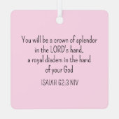 クラウンバイブル聖句クリスチャン信仰ライトピンク メタルオーナメント (裏面)