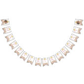 クラウンバタフライピンクフローラ写真ハッピーバースデー バンティングフラッグ (全)