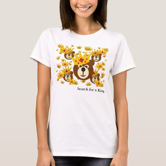 クラウンパターンと笑顔のクマ Tシャツ (正面)