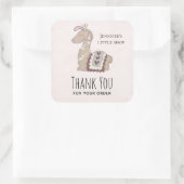 クラウンビジネスにかわいいラマありがとう スクエアシール (バッグ)