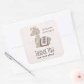 クラウンビジネスにかわいいラマありがとう スクエアシール (封筒)