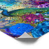 クラウンピーコックオンブルーパープルフローラ ポスター (角)