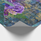 クラウンピーコックオンブルーパープルフローラ ラッピングペーパー (角)