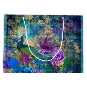 クラウンピーコックオンブルーパープルフローラ ラージペーパーバッグ (裏面)