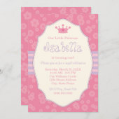 クラウンピ王室のンクパープルプリンセス誕生パーティー 招待状 (正面/裏面)