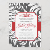 クラウンファンシーSweet sixteen誕生パーティー招待状 招待状 (正面/裏面)